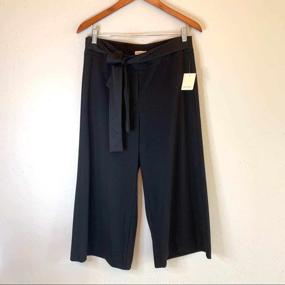 Jennifer&Grace Crepe Wide Leg Crop Women’s Black Pants Size Medium NWT